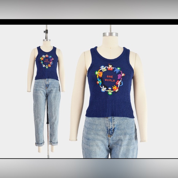 70s Vintage Girls Knit Sweater Vest - Picture 7 of 7